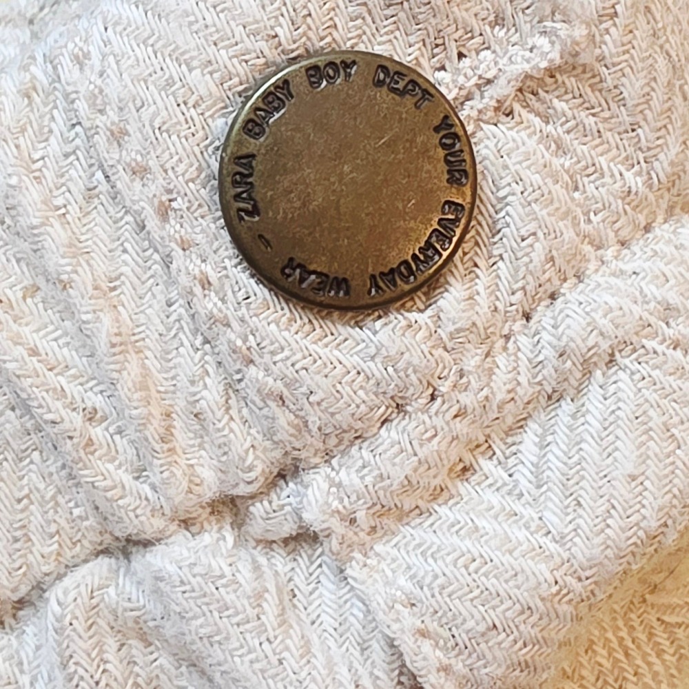 Zara Baby Boy Herringbone Trousers Beige Oatmeal Pants 3/6 Months - Picture 3 of 5